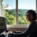 Las personas sonriendo mirando el ordenador